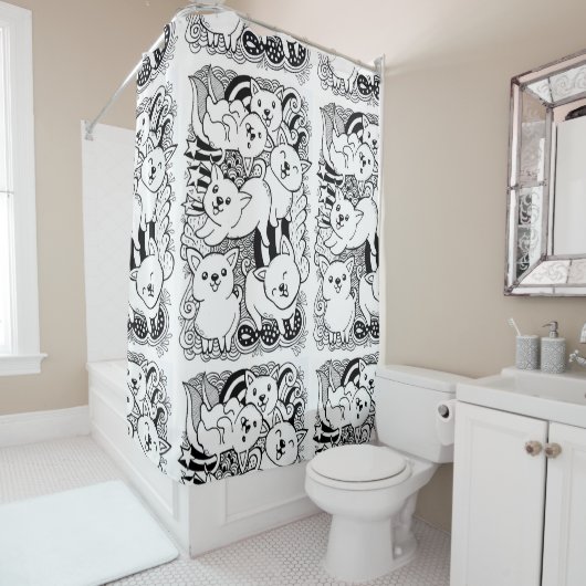 Kute Little Monsters Shower Curtain Douchegordijn (In situ)