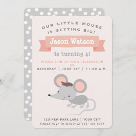 Kute Little Mouse - Boy's Birthday Party Kaart