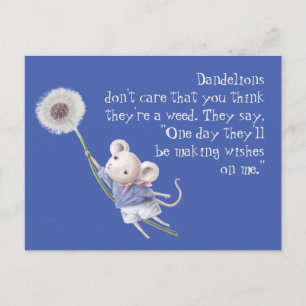 Kute Little Mouse Dandelion Inspirerend Quote Briefkaart