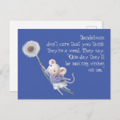 Kute Little Mouse Dandelion Inspirerend Quote Briefkaart (Voorkant / Achterkant)