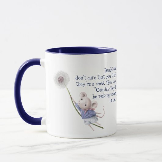 Kute Little Mouse Dandelion Inspirerend Quote Mok (Links)