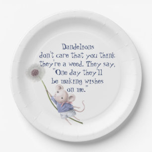 Kute Little Mouse Dandelion Inspirerend Quote Papieren Bordje