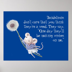 Kute Little Mouse Dandelion Inspirerend Quote Poster