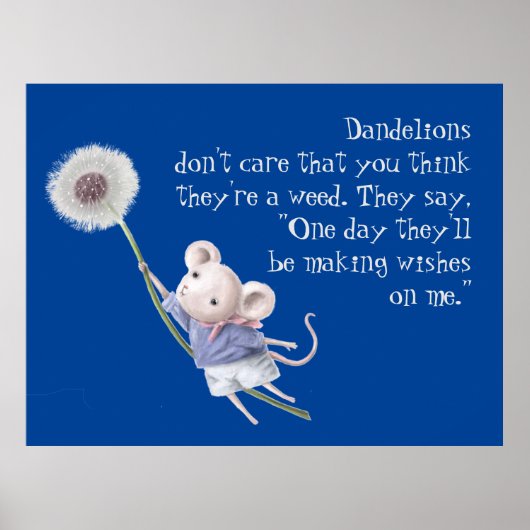 Kute Little Mouse Dandelion Inspirerend Quote Poster (Voorkant)