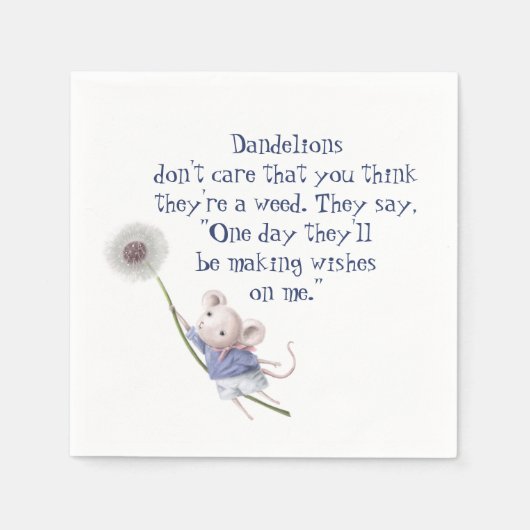 Kute Little Mouse Dandelion Inspirerend Quote Servet (Voorkant)