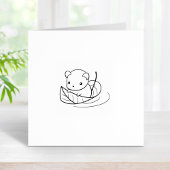 Kute Little Mouse die op een Leaf 2 drijft Rubberstempel