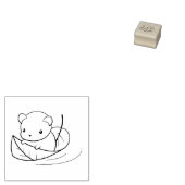 Kute Little Mouse die op een Leaf 2 drijft Rubberstempel (Gestempeld)
