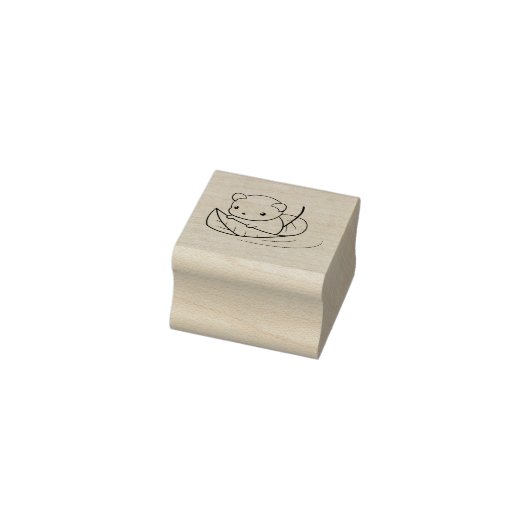 Kute Little Mouse die op een Leaf 2 drijft Rubberstempel (Stempel)