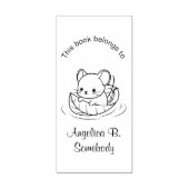 Kute Little Mouse die op een Leaf Bookplate drijft Rubberstempel (Afrduk)