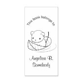 Kute Little Mouse die op een Leaf Bookplate drijft Rubberstempel (Afrduk)