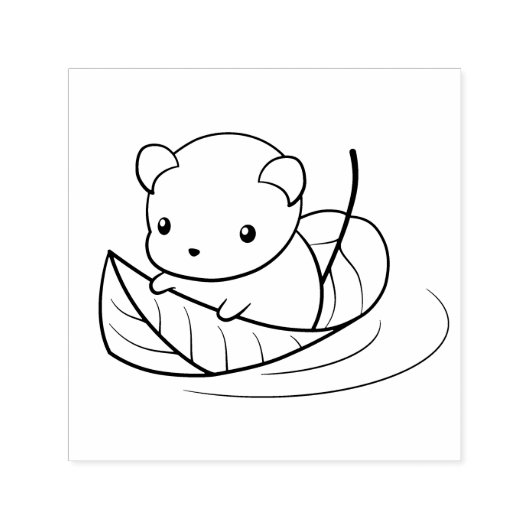 Kute Little Mouse die op een lef drijft Zelfinktende Stempel (Design)