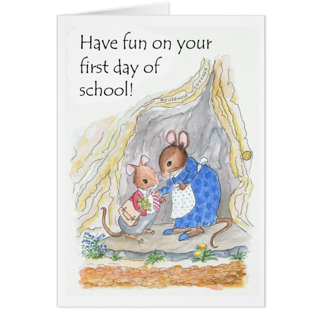 Kute Little Mouse Fun First Day of School (Voorkant)