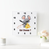 Kute Little Mouse met Chunk of Cheese GOT CHEESE Vierkante Klok (Huis)