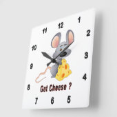 Kute Little Mouse met Chunk of Cheese GOT CHEESE Vierkante Klok (Hoek)