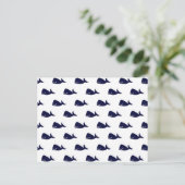 Kute Little Navy Blue Whale Pattern on White Briefkaart (Staand voorkant)