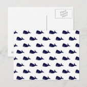 Kute Little Navy Blue Whale Pattern on White Briefkaart (Voorkant / Achterkant)