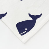 Kute Little Navy Blue Whale Pattern on White Fleece Deken (Hoek)