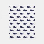 Kute Little Navy Blue Whale Pattern on White Fleece Deken (Voorkant)