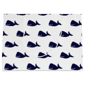 Kute Little Navy Blue Whale Pattern on White Large Cadeautasje (Voorkant)