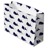 Kute Little Navy Blue Whale Pattern on White Large Cadeautasje (Achterkant Gekanteld)