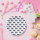 Kute Little Navy Blue Whale Pattern on White Papieren Bordje (Feest)