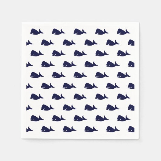 Kute Little Navy Blue Whale Pattern on White Servetten (Voorkant)