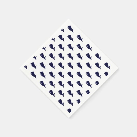 Kute Little Navy Blue Whale Pattern on White Servetten (Hoek)
