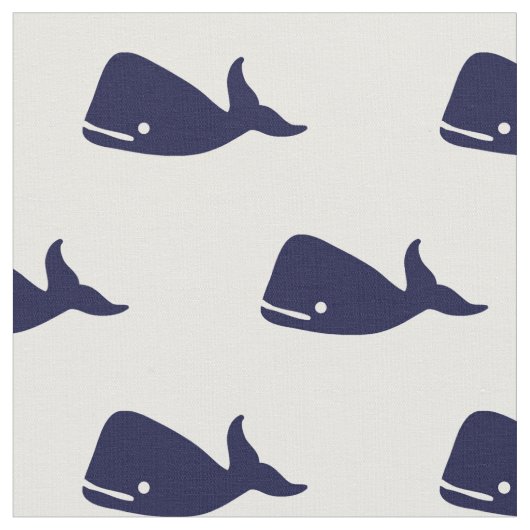 Kute Little Navy Blue Whale Pattern on White Stof (Close Up)