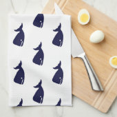 Kute Little Navy Blue Whale Pattern on White Theedoek (Quarter Fold)