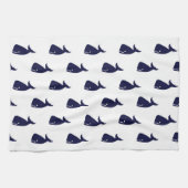 Kute Little Navy Blue Whale Pattern on White Theedoek (Horizontaal)