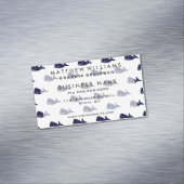 Kute Little Navy Blue Whale Pattern on White Visitekaartje Magneet (Voorbeeld)