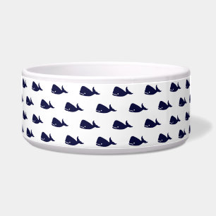 Kute Little Navy Blue Whale Pattern on White Voerbakje