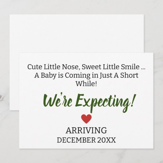 Kute Little Nose, Sweet Little Smile-zwangerschap Aankondiging (Voorkant / Achterkant)