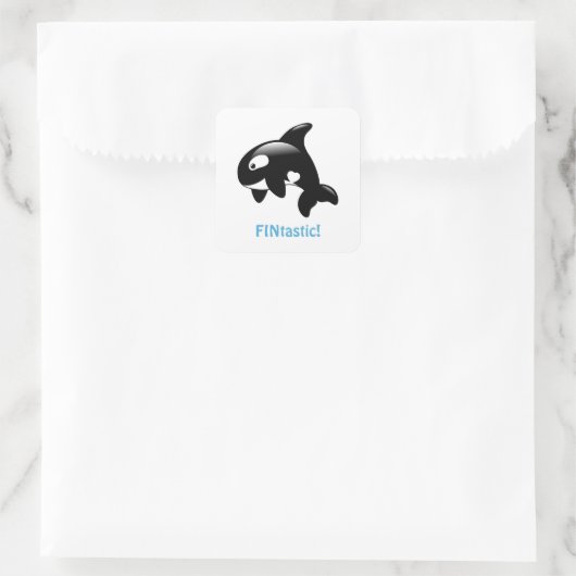 Kute Little Orca FINtastic (Fantastisch) Vierkante Sticker (Tas)