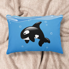 Kute Little Orca Whale in Ocean Decoratief Kussen