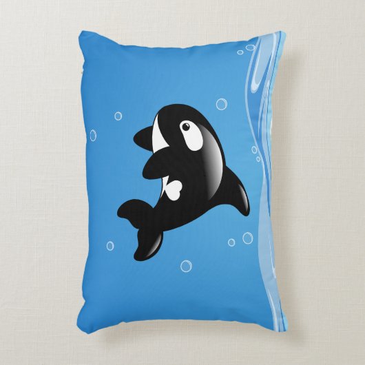 Kute Little Orca Whale in Ocean Decoratief Kussen (Voorkant(Verticaal))