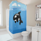 Kute Little Orca Whale in Ocean Douchegordijn (In situ)