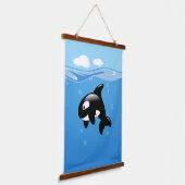 Kute Little Orca Whale in Ocean Hangend Wandkleed (Gebogen)