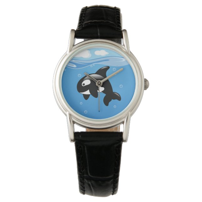Kute Little Orca Whale in Ocean Horloge (Voorkant)