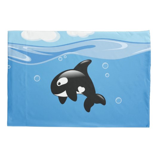 Kute Little Orca Whale in Ocean Kussensloop (Achterkant)