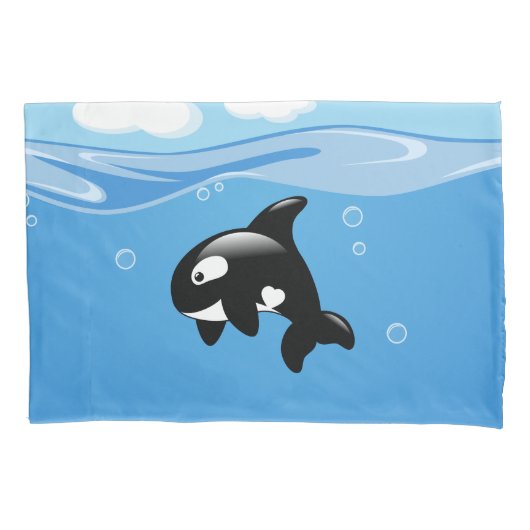 Kute Little Orca Whale in Ocean Kussensloop (Voorkant)