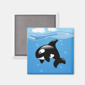 Kute Little Orca Whale in Ocean Magneet (Voorkant / Achterkant)