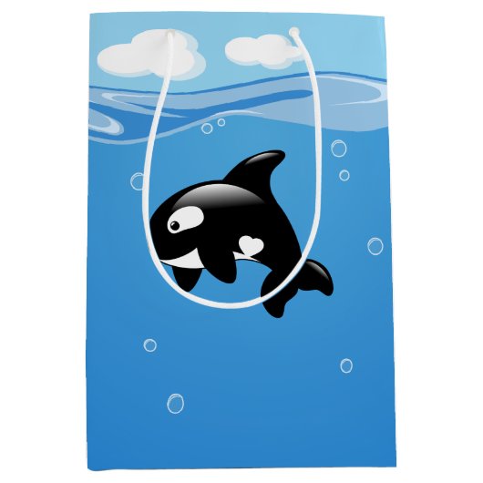 Kute Little Orca Whale in Ocean Medium Cadeauzakje (Voorkant)