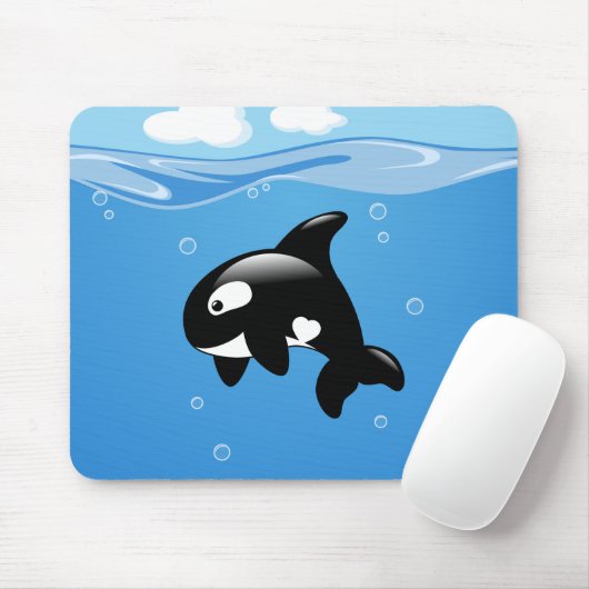 Kute Little Orca Whale in Ocean Muismat (Met muis)