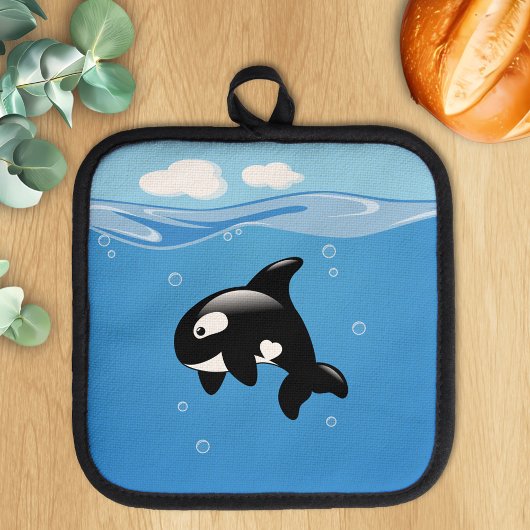 Kute Little Orca Whale in Ocean Pannenlap