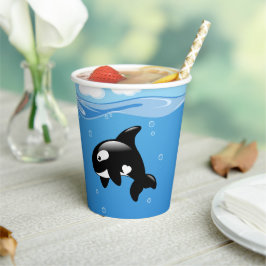 Kute Little Orca Whale in Ocean Papieren Bekers