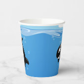 Kute Little Orca Whale in Ocean Papieren Bekers (Links)