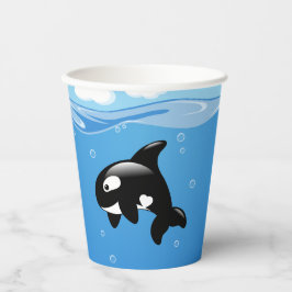 Kute Little Orca Whale in Ocean Papieren Bekers