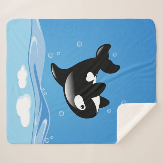 Kute Little Orca Whale in Ocean Sherpa Deken (Voorkant (horizontaal))