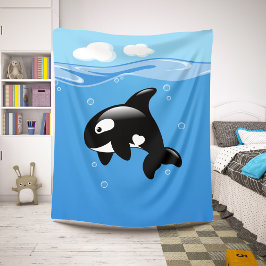 Kute Little Orca Whale in Ocean Sherpa Deken